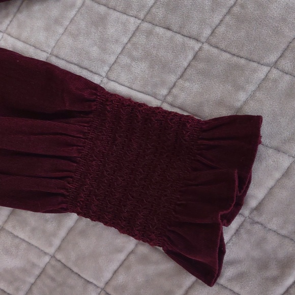 Ann Taylor Burgundy Blouse. Stretchy Cotton Corduroy. Size Large. - Picture 3 of 4